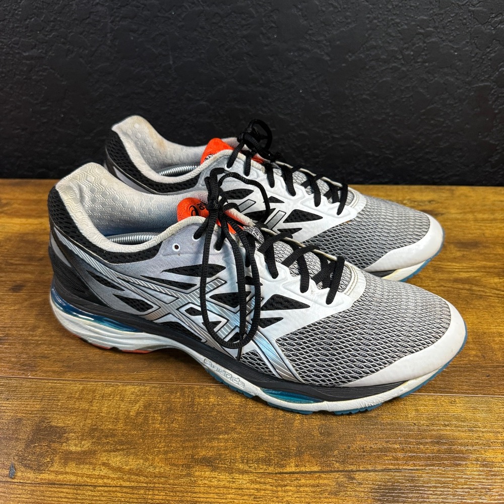 Asics Gel-Cumulus 18 T6C3N White Black Orange Mesh Running Shoes Mens 13